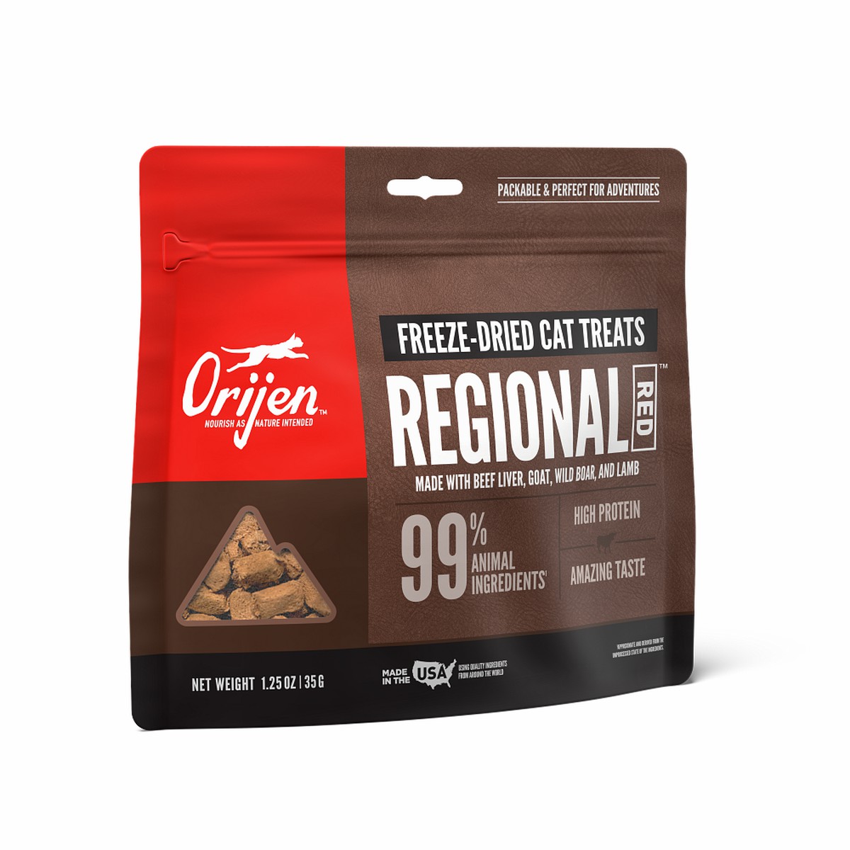 1.25oz / 35g Orijen Regional Red Grain Free Freeze-Dried Cat Treats | 360-RCGXVA