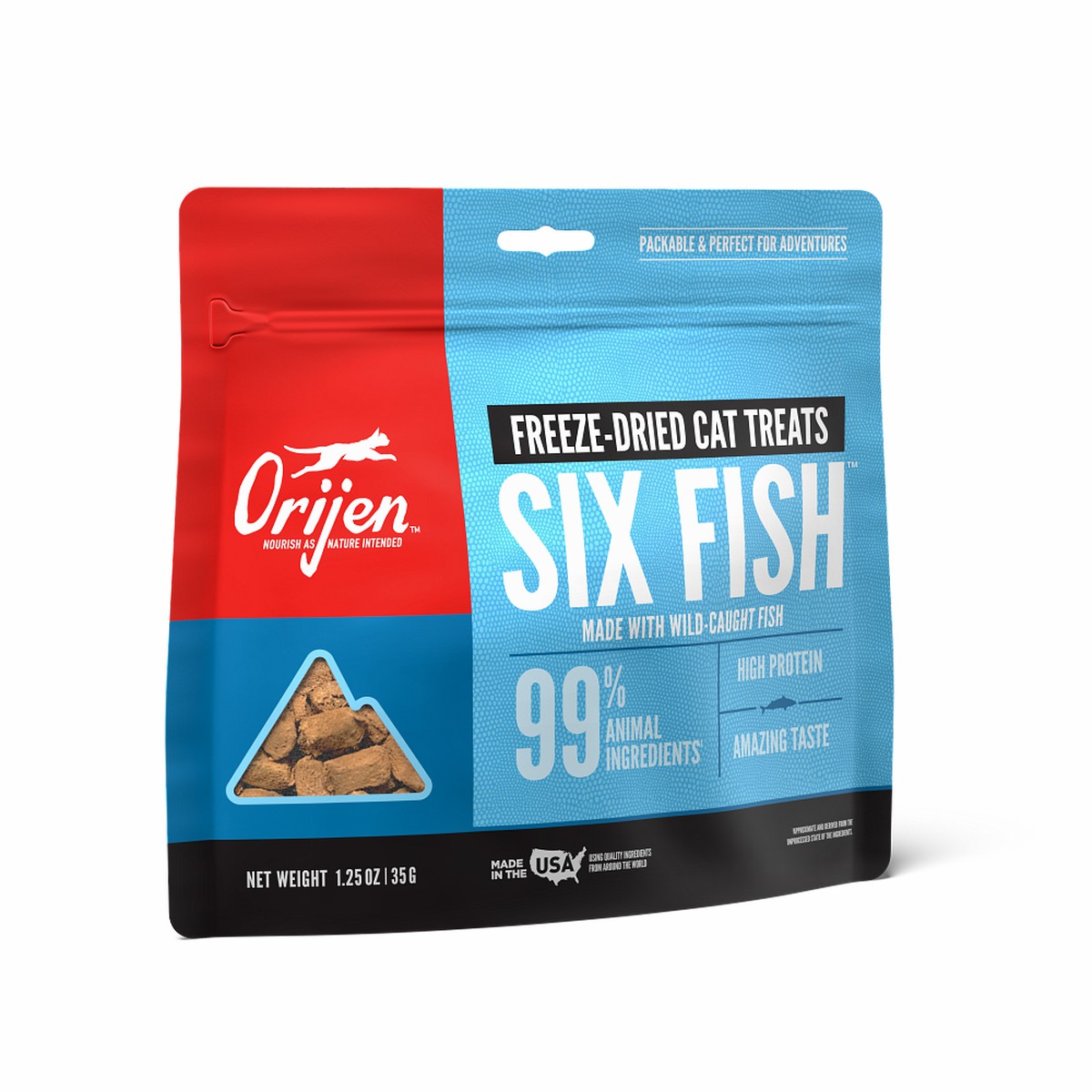 1.25oz / 35g Orijen Six Fish Grain Free Freeze-Dried Cat Treats | 478-SCFDHA