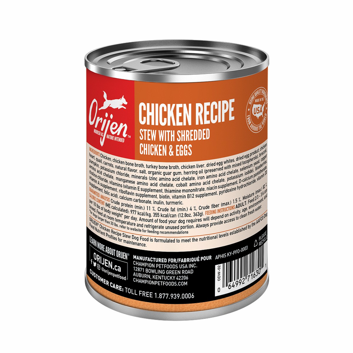 12.8oz*12 / 363kg Orijen Chicken Recipe Stew with Shredded Chicken & Eggs Grain Free Wet Dog Food | 423-XVEWFT