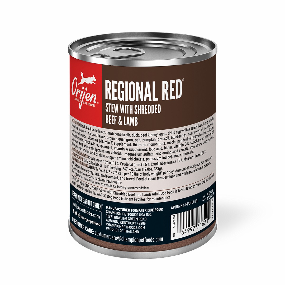 12.8oz*12 / 363kg Orijen Regional Red Stew with Shredded Beef & Lamb Grain Free Wet Dog Food | 527-FCPBJX