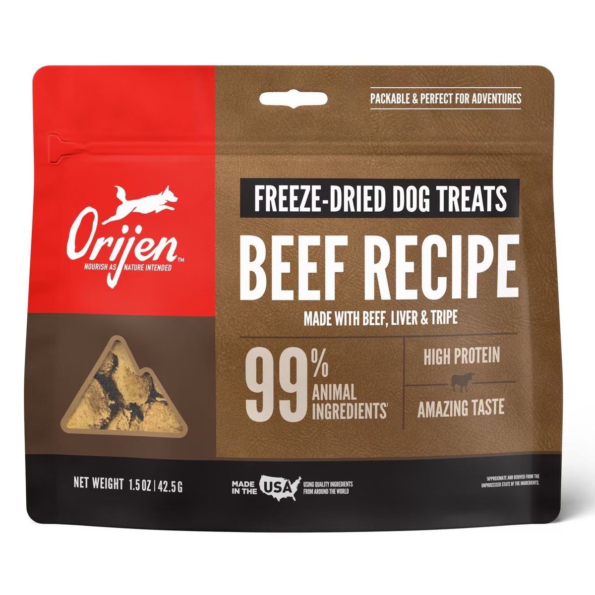 1.5oz / 42.5g Orijen Beef Recipe Grain Free Freeze-Dried Dog Treats | 016-QEIHKY