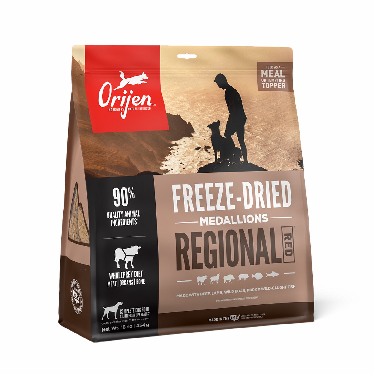 16oz / 454g Orijen Regional Red, Freeze-Dried Food Medallions Grain Free Freeze-Dried Dog Food | 931-ZTAJVG