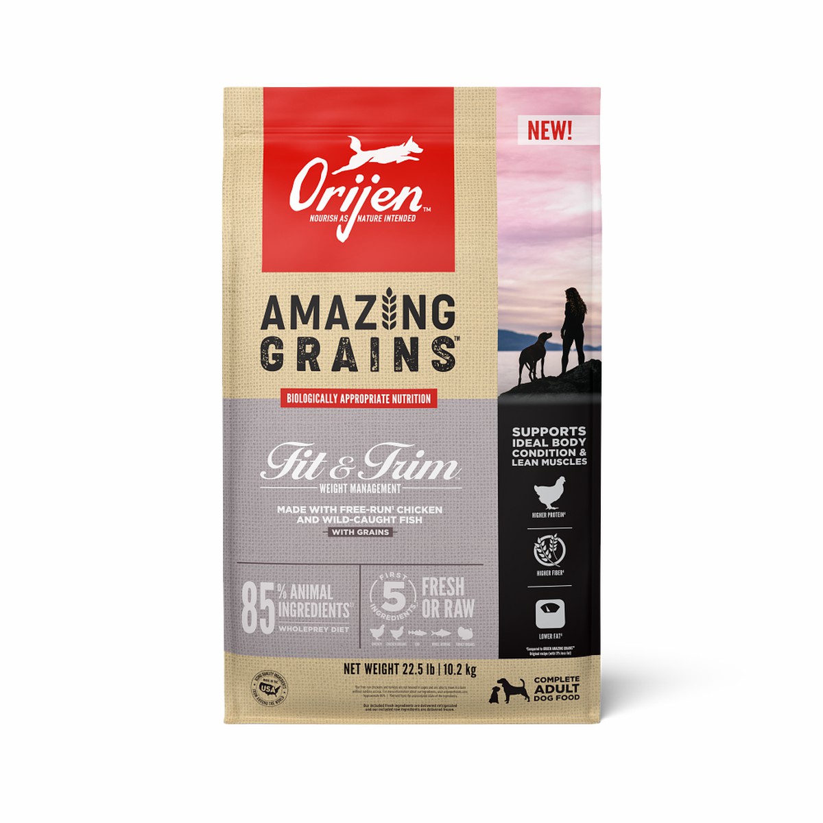 22.5lb / 10.2kg Orijen Amazing Grains™, Fit & Trim Grain Inclusive Dry Dog Food | 318-DRJCUY