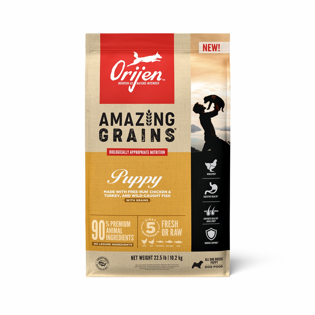 22.5lb / 10.2kg Orijen Amazing Grains™, Puppy Grain Inclusive Dry Dog Food | 487-TAIWXL