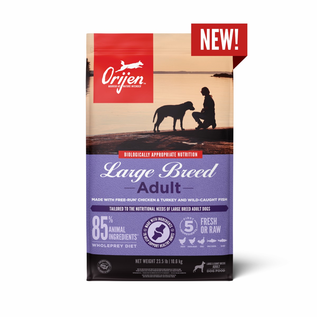 23.5lb / 10.6kg Orijen Large Breed Adult Recipe Grain Free Dry Dog Food | 946-MAQLUZ