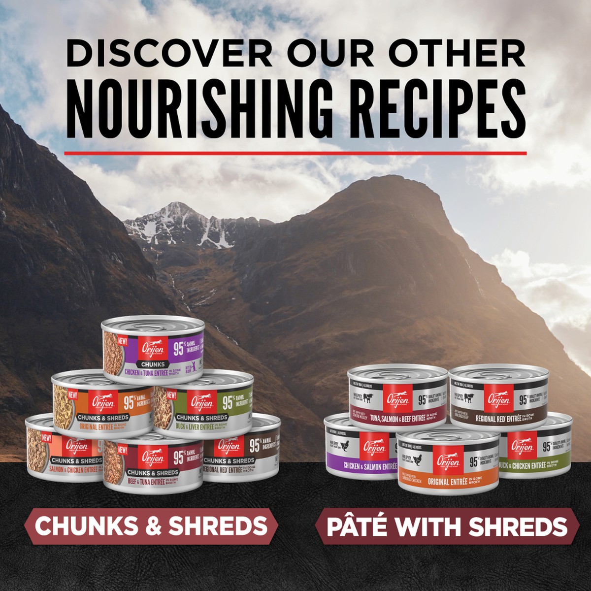 3oz*12 / 85g*12 Orijen Chunks & Shreds, Beef & Tuna Entrée Grain Free Wet Cat Food | 658-JTHKAP