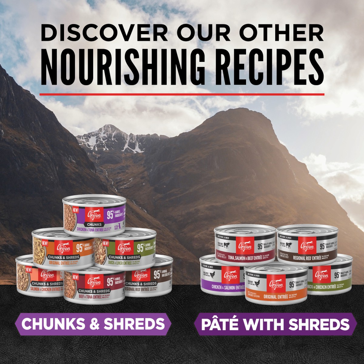 3oz*12 / 85g*12 Orijen Chunks & Shreds, Chicken & Tuna Recipe for Kittens Grain Free Wet Cat Food | 487-ATMLNP