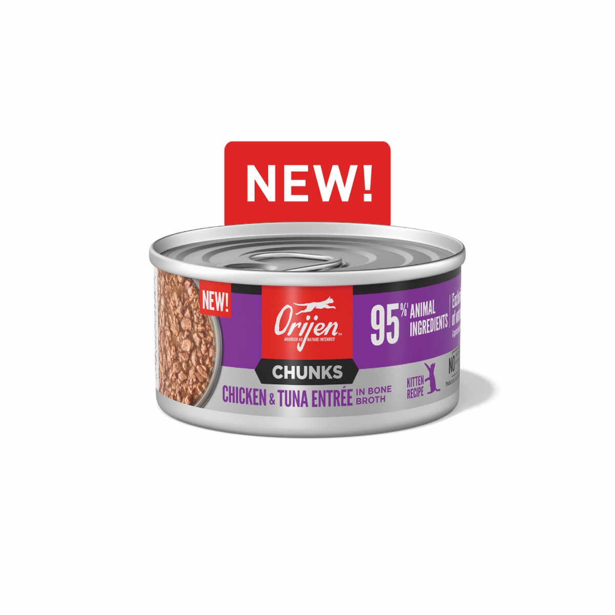 3oz*12 / 85g*12 Orijen Chunks & Shreds, Chicken & Tuna Recipe for Kittens Grain Free Wet Cat Food | 487-ATMLNP