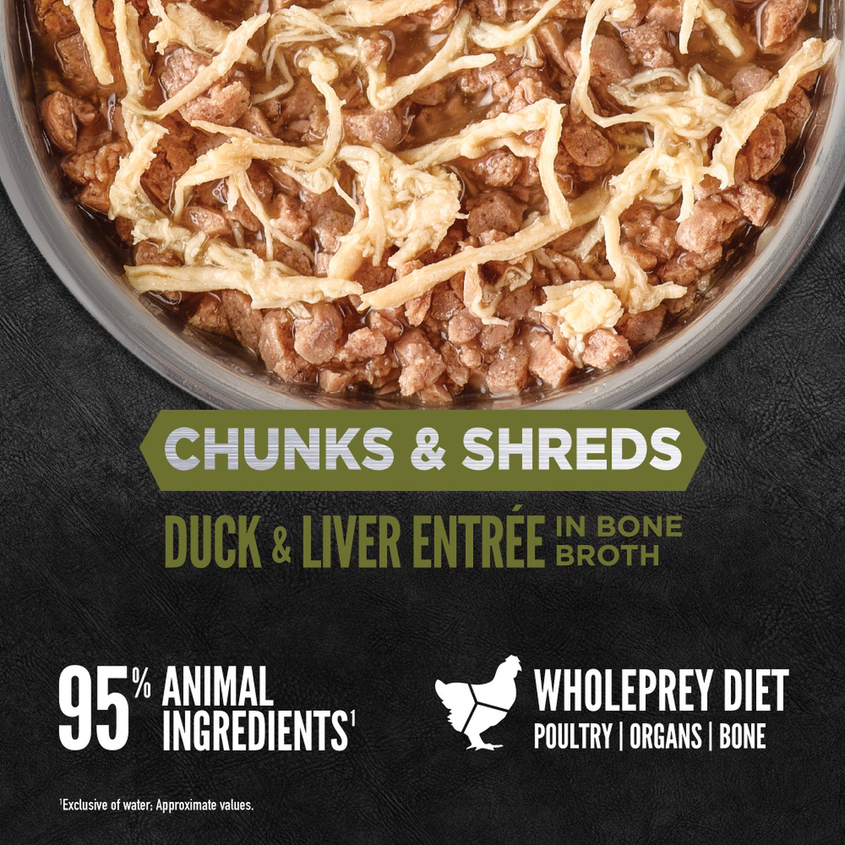 3oz*12 / 85g*12 Orijen Chunks & Shreds, Duck & Liver Entrée Grain Free Wet Cat Food | 210-ENFBIY