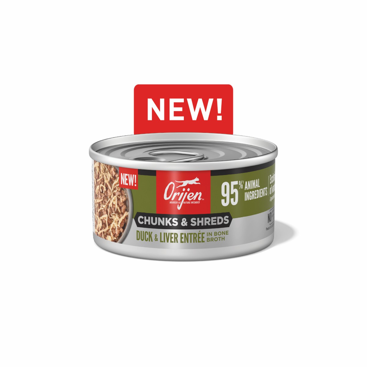 3oz*12 / 85g*12 Orijen Chunks & Shreds, Duck & Liver Entrée Grain Free Wet Cat Food | 210-ENFBIY