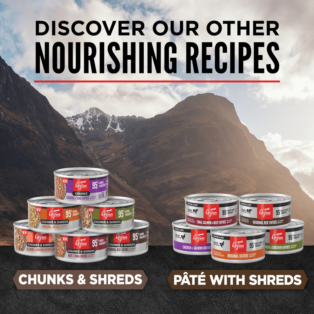 3oz*12 / 85g*12 Orijen Chunks & Shreds, Salmon & Chicken Entrée Grain Free Wet Cat Food | 045-LQEFUX