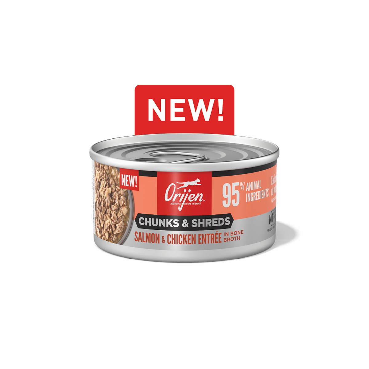 3oz*12 / 85g*12 Orijen Chunks & Shreds, Salmon & Chicken Entrée Grain Free Wet Cat Food | 045-LQEFUX