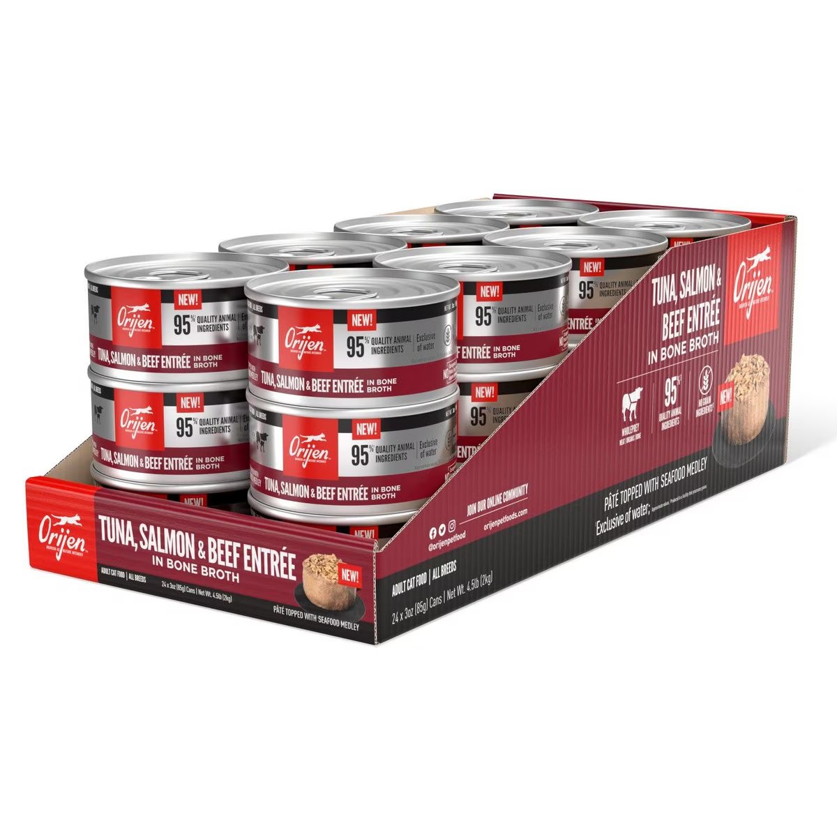 3oz*24 / 85g*24 Orijen Tuna, Salmon & Beef Entrée Wet Cat Food Grain Free Wet Cat Food | 864-EQZXBF