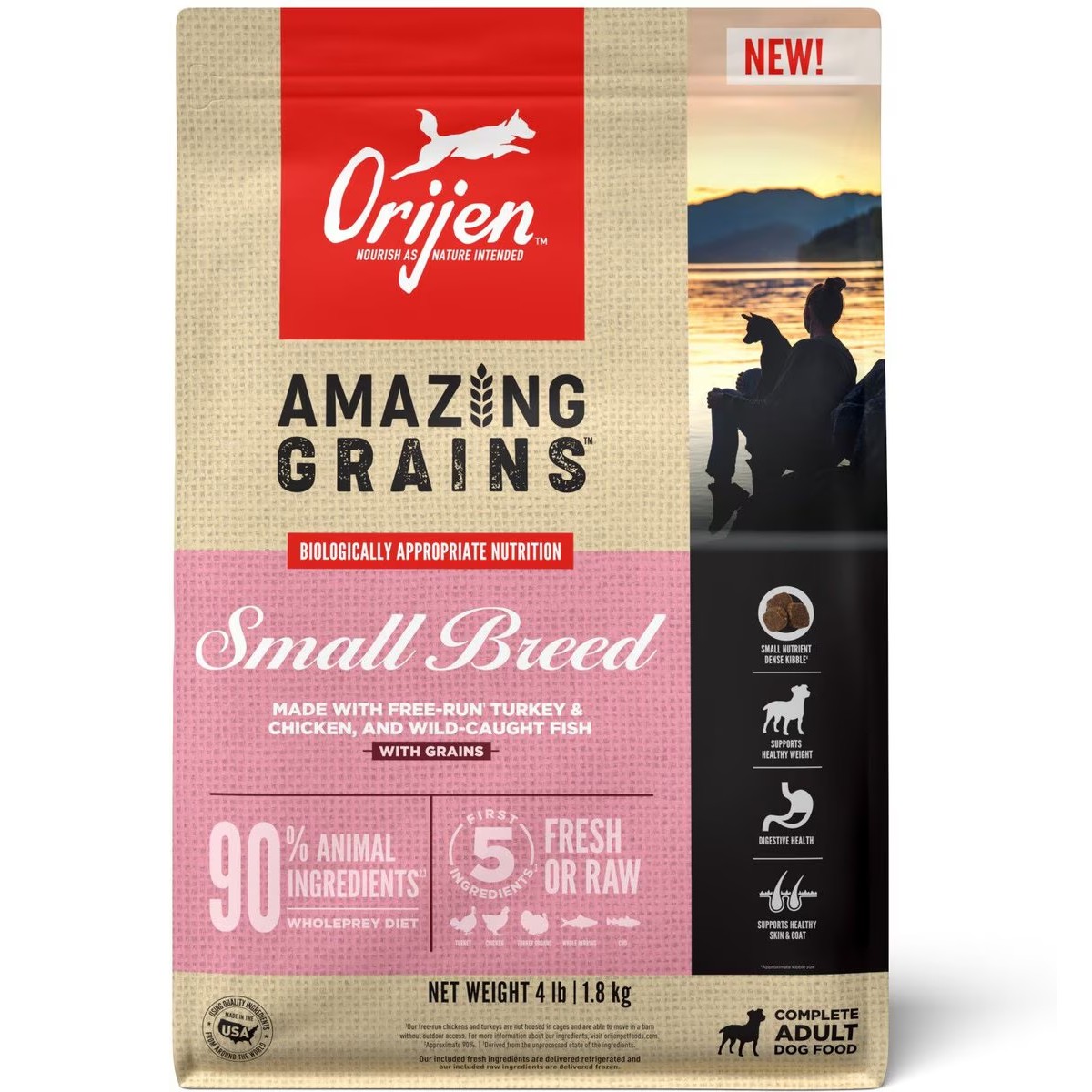 4lb / 1.8kg Orijen Amazing Grains™, Small Breed Grain Inclusive Dry Dog Food | 947-KTUFZR