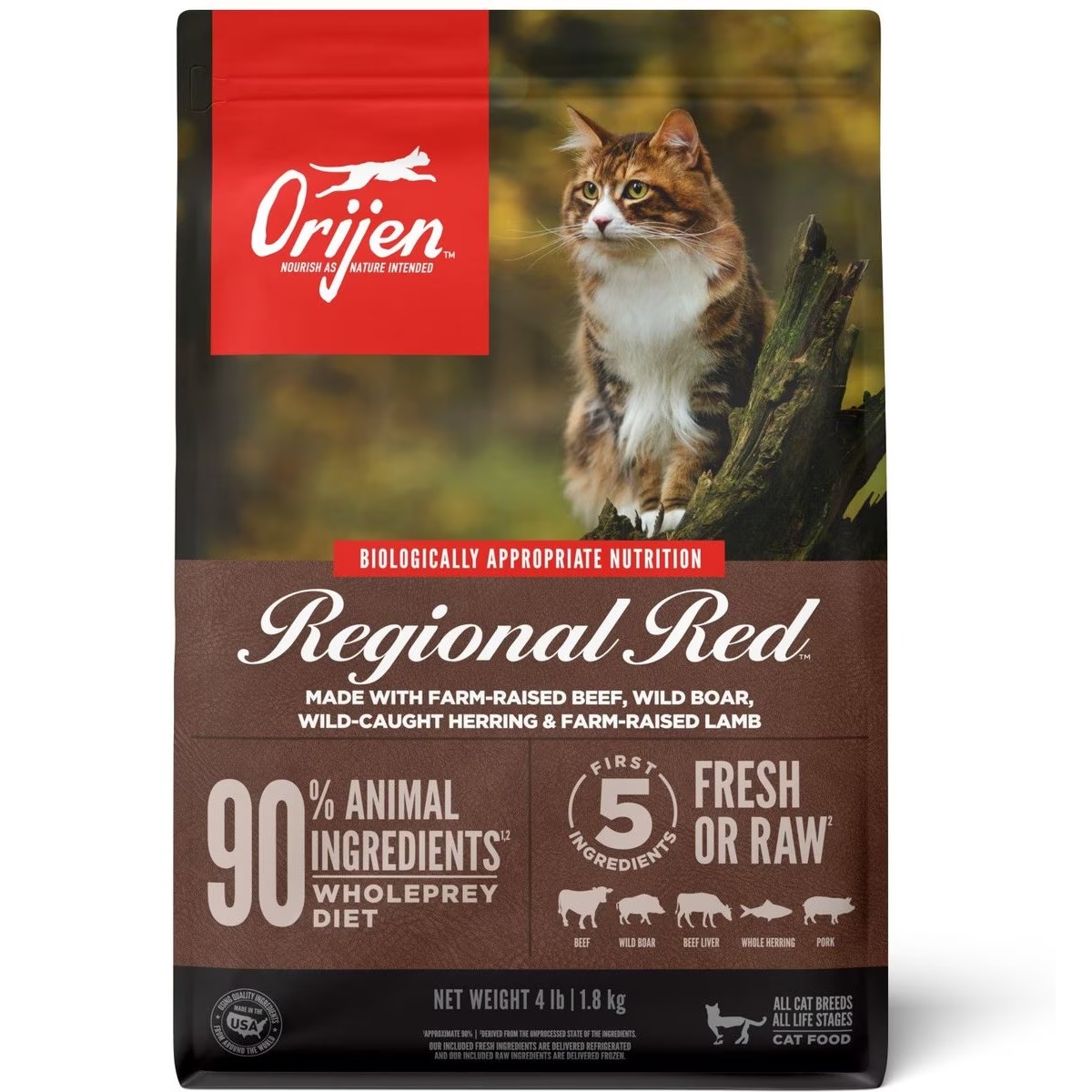 4lb / 1.8kg Orijen Regional Red™ Grain Free Dry Cat Food | 793-CRKVNO