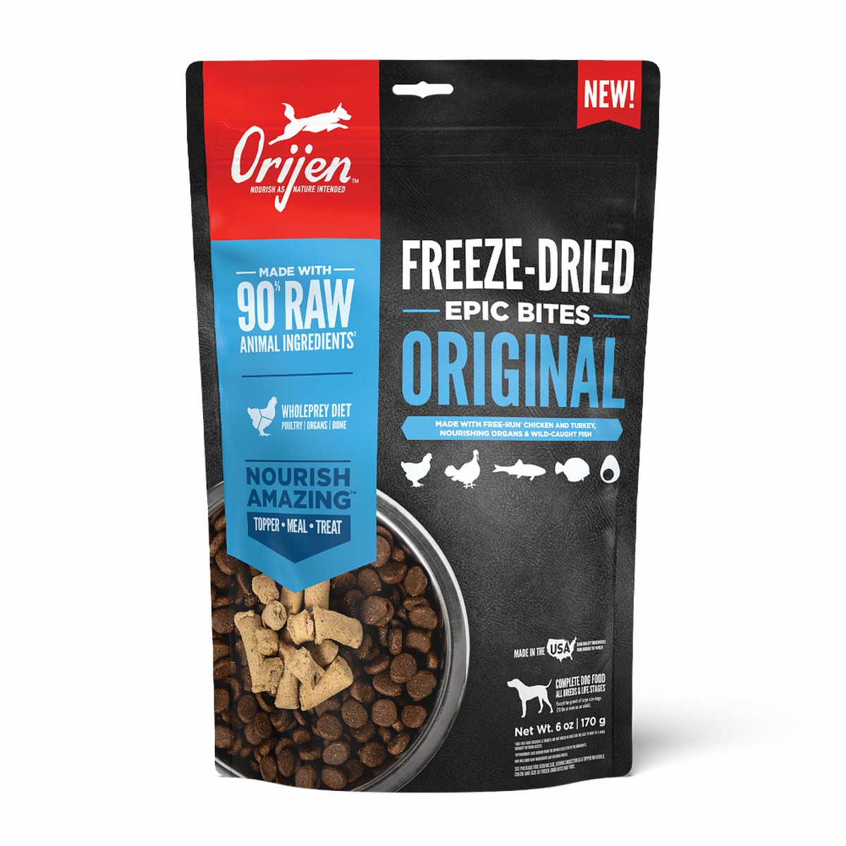 6oz / 170g Orijen Original, Epic Bites Freeze-Dried Food Grain Free Freeze-Dried Food | 852-ELAIFT