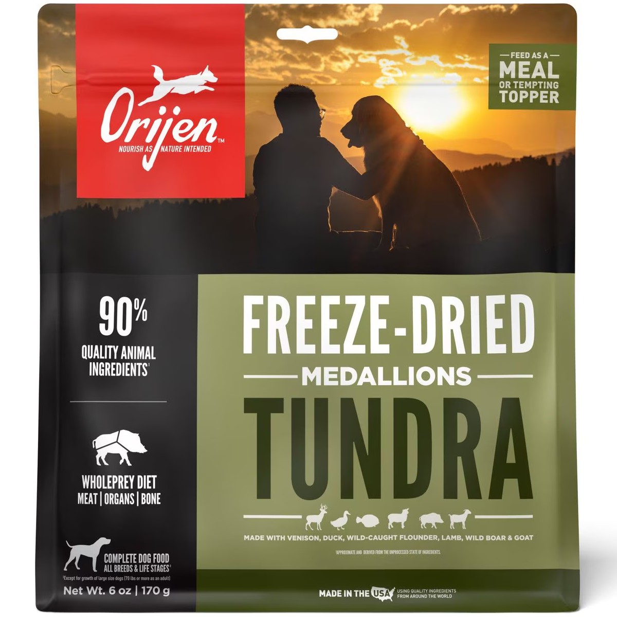 6oz / 170g Orijen Tundra, Freeze-Dried Food Medallions Grain Free Freeze-Dried Dog Food | 397-QMSIRH