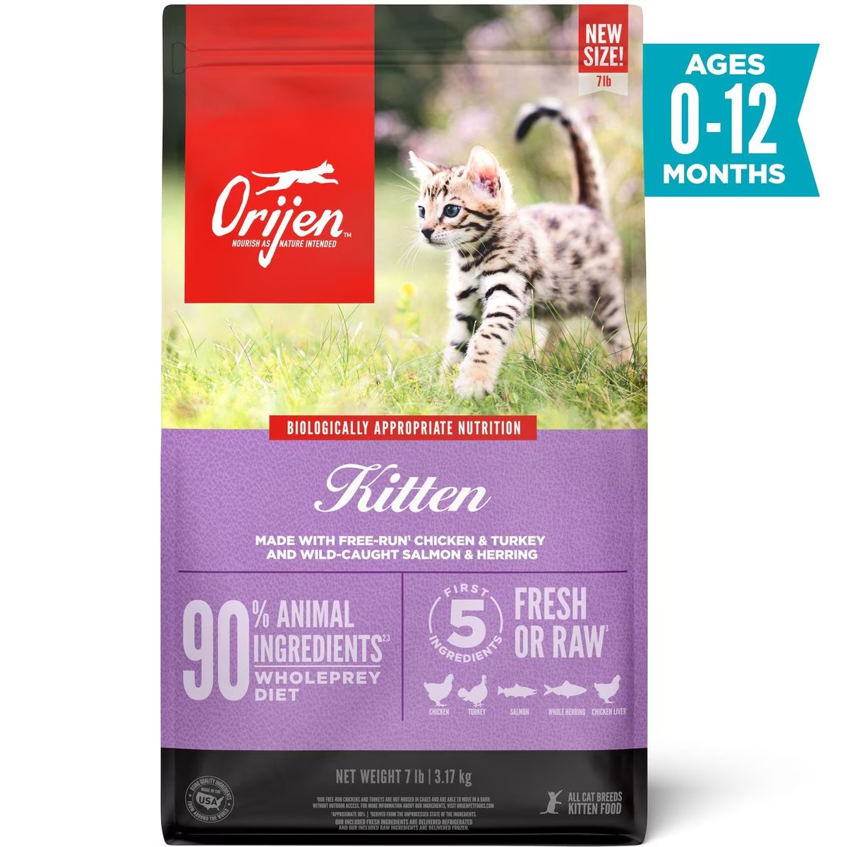 7lb / 3.17kg Orijen Kitten Formula Grain Free Dry Cat Food | 015-KTXDIW