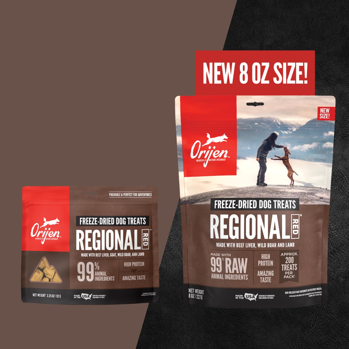 8oz / 227g Orijen Regional Red Grain Free Freeze-Dried Dog Treats | 517-PRKFJO